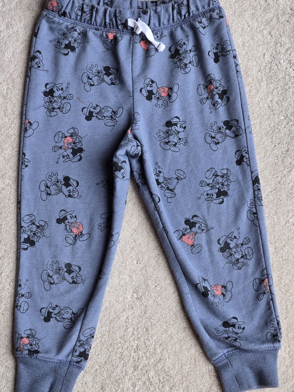 Disney Gray-Blue Mickey Mouse Jogger Sweatpants with Pink Accents